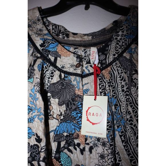 Raga R4161 112 Women's Sz S Multicolor Floral Button Down Top - Picture 3 of 5